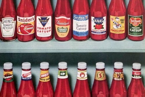 16 vintage catsup brands from the '50s