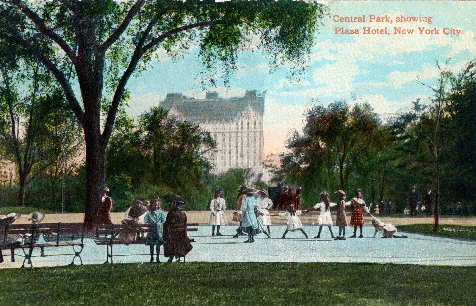 1912 Central Park, showing Plaza Hotel, New York City