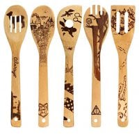 Organic Bamboo Spoons Cooking & Serving Utensils Burned Wooden Spoon Carved