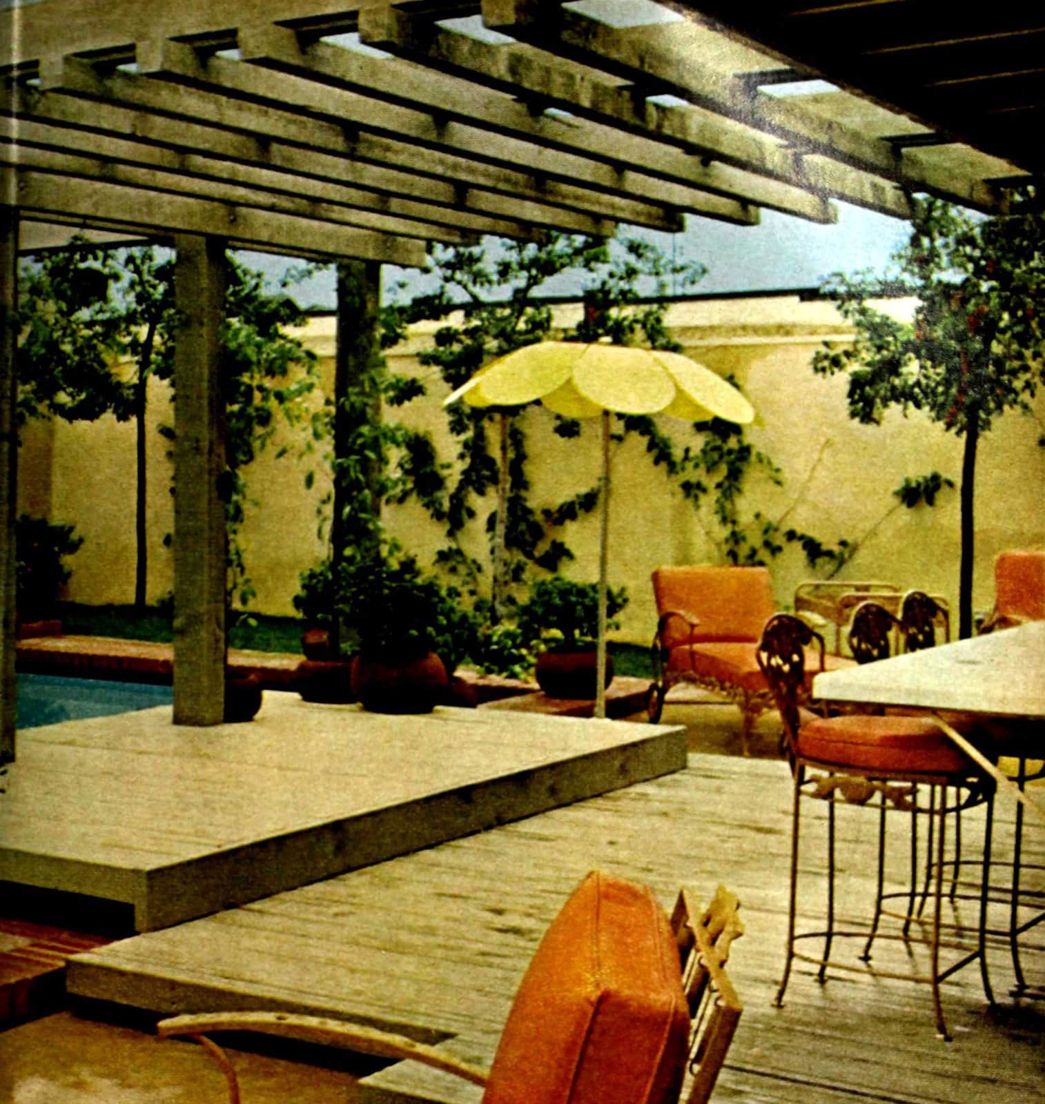 A pretty and private backyard pool area in a vintage style from 1969 (1)