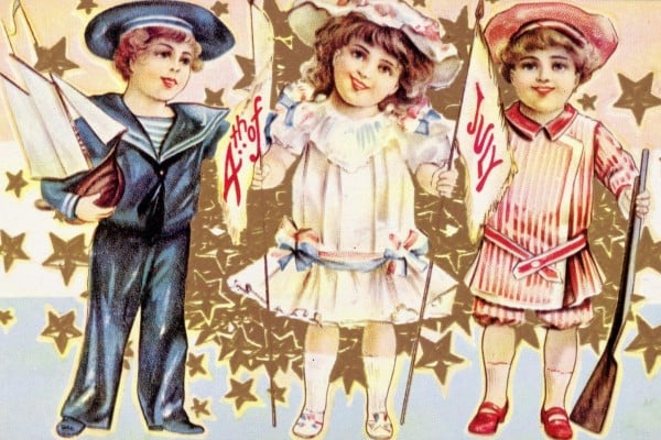 Vintage July 4th postcard c1900s