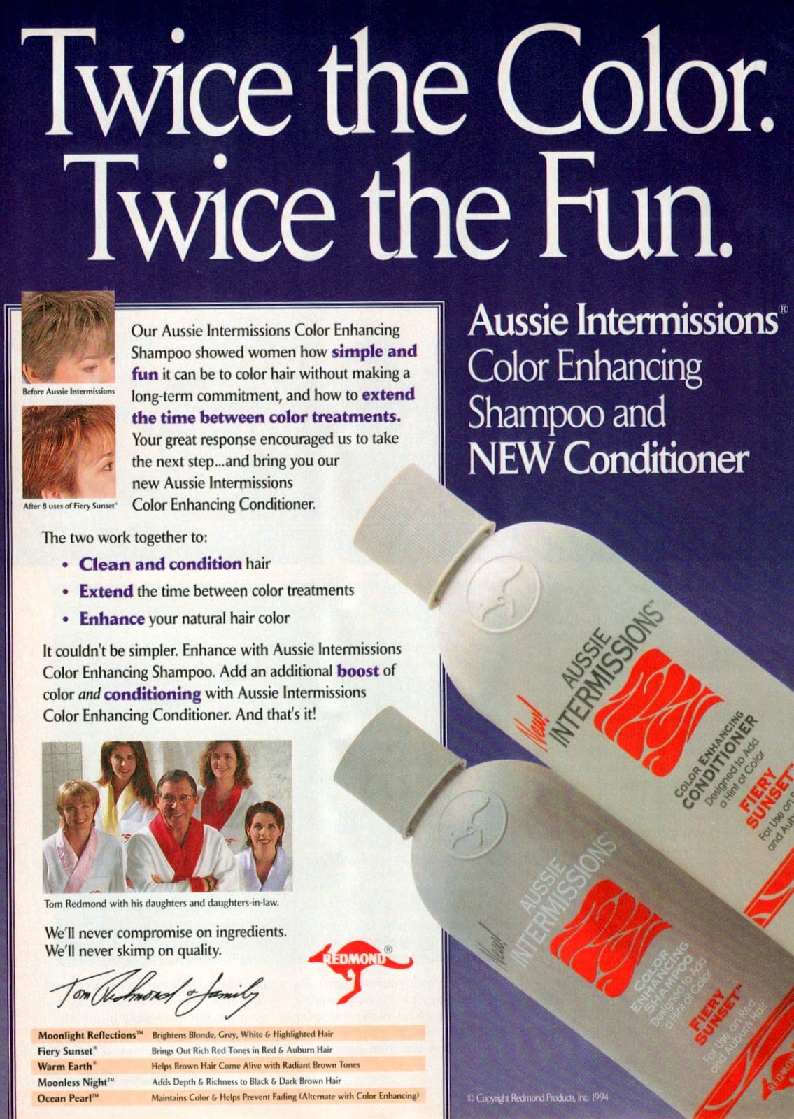 Aussie Intermissions color-enhancing shampoo and conditioner (1994)