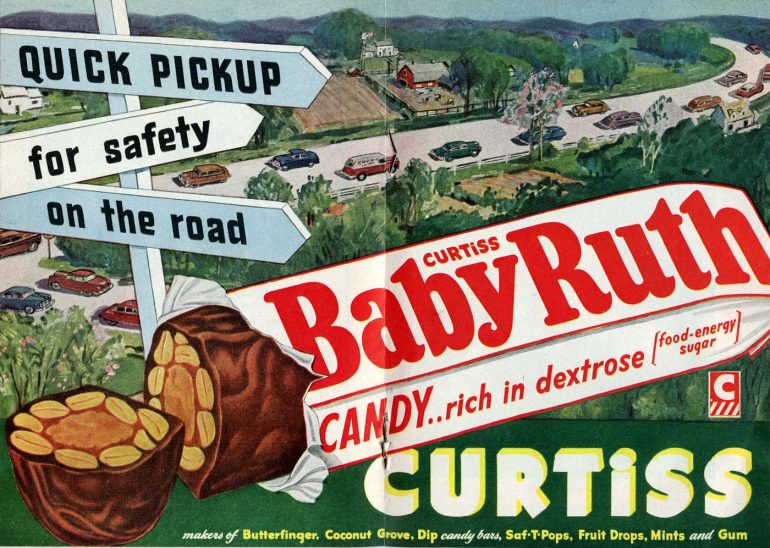 Baby Ruth candy bars Quick pickup for safety on the road (1951)