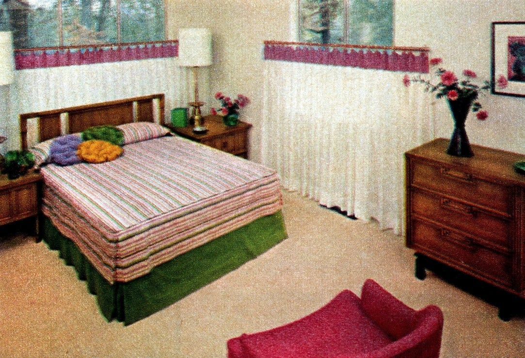 Master bedroom in typical 1950s suburban house