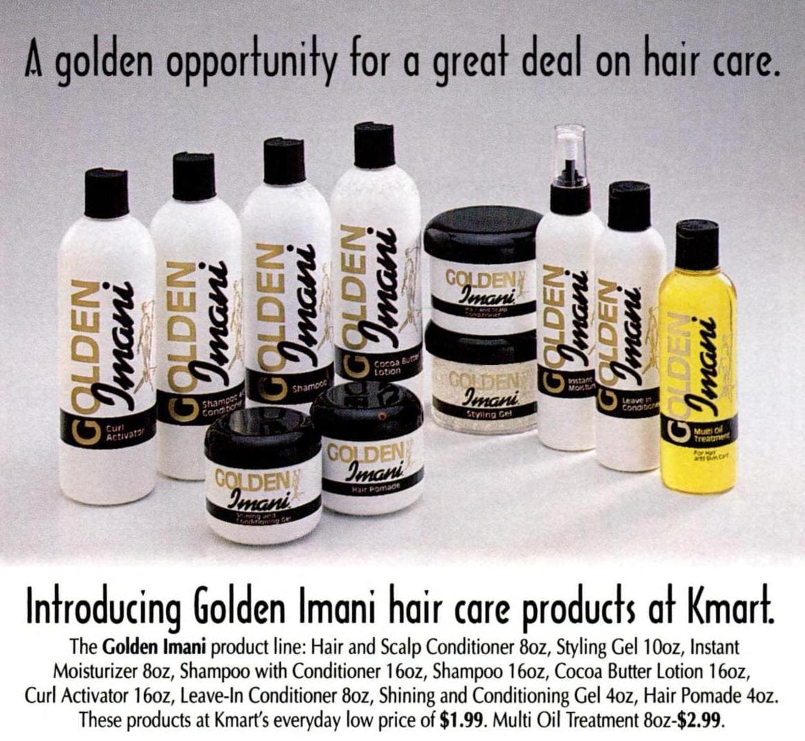 Golden Imani shampoo and hair care products (1991)