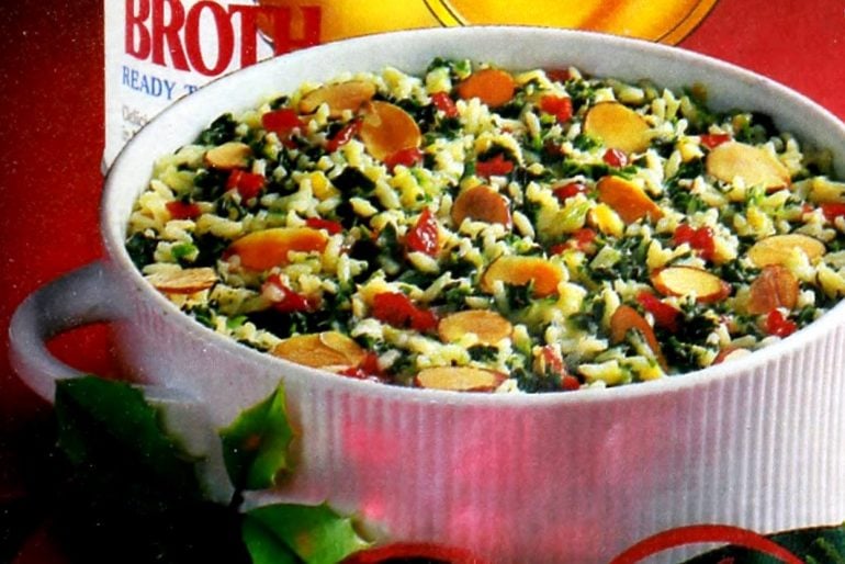 Holiday spinach rice vintage 1980s recipe (1989)