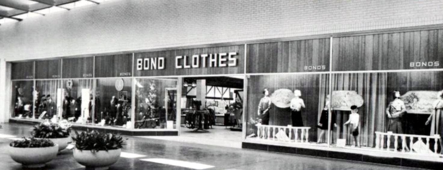 Old fashioned Bond Clothes mall shop (1965)