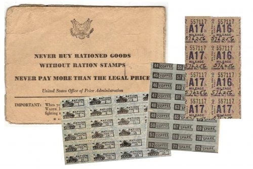 Ration stamps from WW2 See War Ration Book 4, plus coffee stamps, sugar coupons & more from the '40s