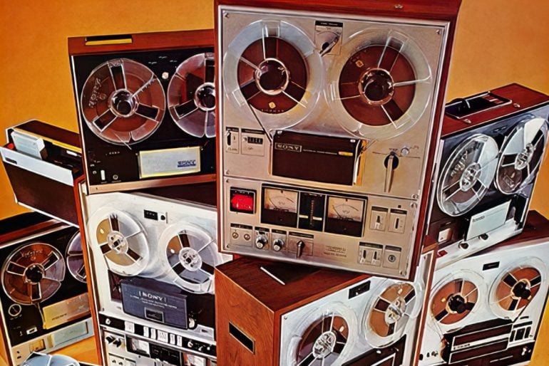 Reel-to-reel vintage tape recorders