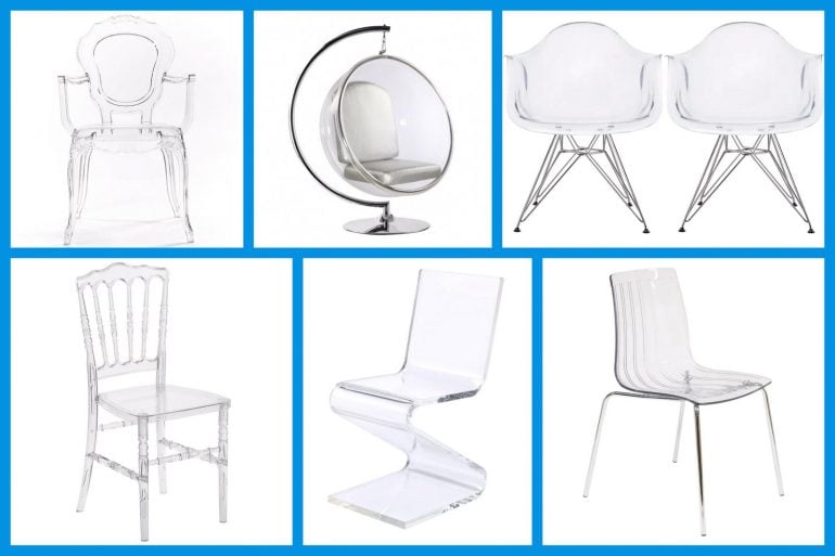 Retro-style iconic transparent acrylic chairs that you can still buy new