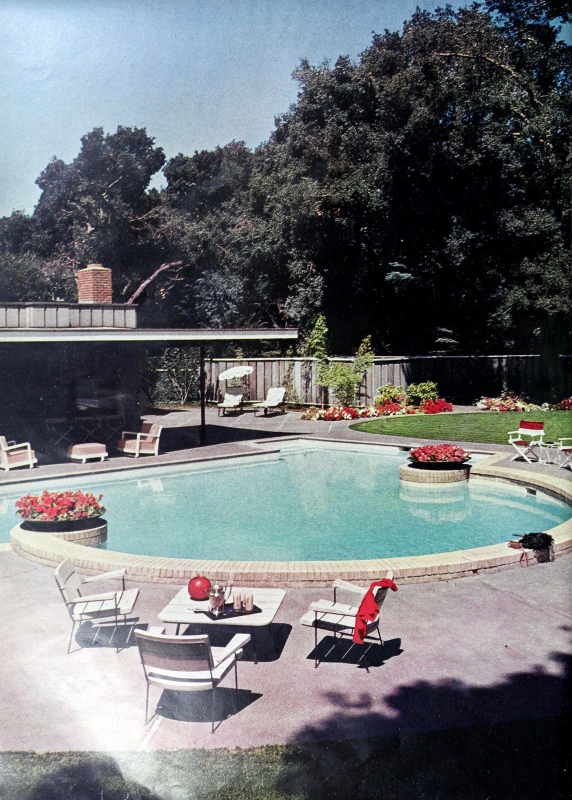 Round pool in an old-fashioned backyard from 1960