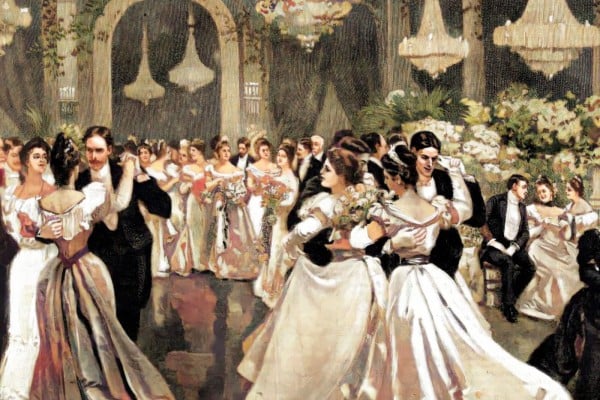 Society dancing party 1899 (Colorized)