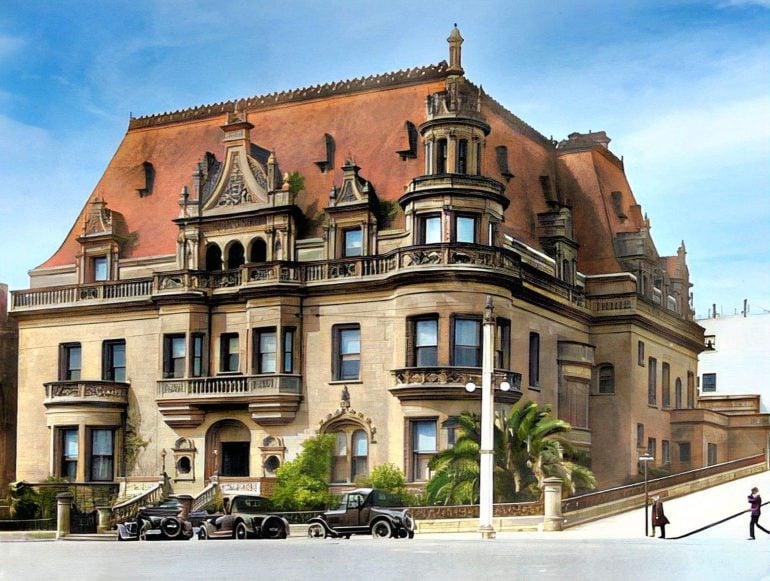 Spreckels Mansion 1890s - Photo restored and colorized by Click Americana com