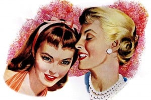 Two women gossiping 1950s