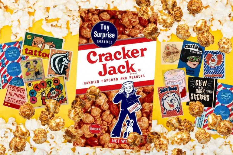 Vintage Cracker Jack prizes - retro popcorn snack at Click Americana