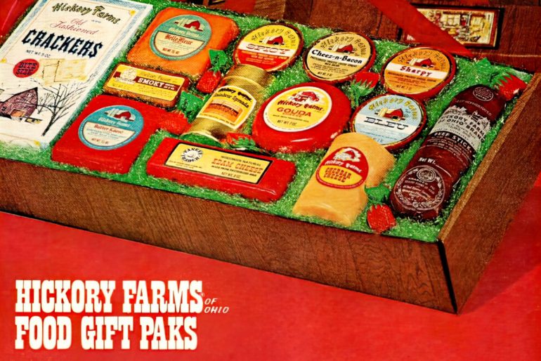 Vintage Hickory Farms cheese and food gifts packages