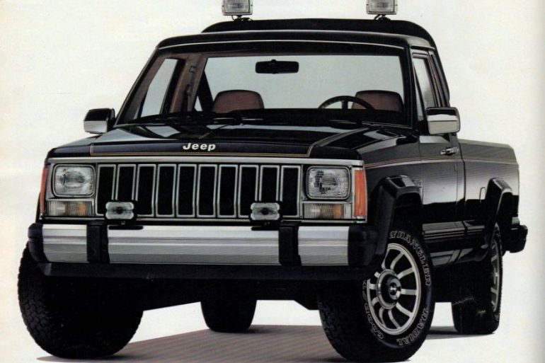 Vintage Jeep Comanche pickup trucks from the '80s