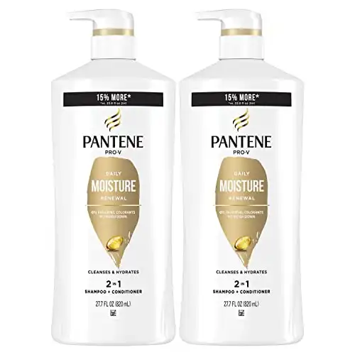 Pantene 2-in-1 Shampoo and Conditioner Twin Pack with Hair Treatment Set, Daily Moisture Renewal for Dry Hair, Safe for Color-Treated Hair (Set of 3)